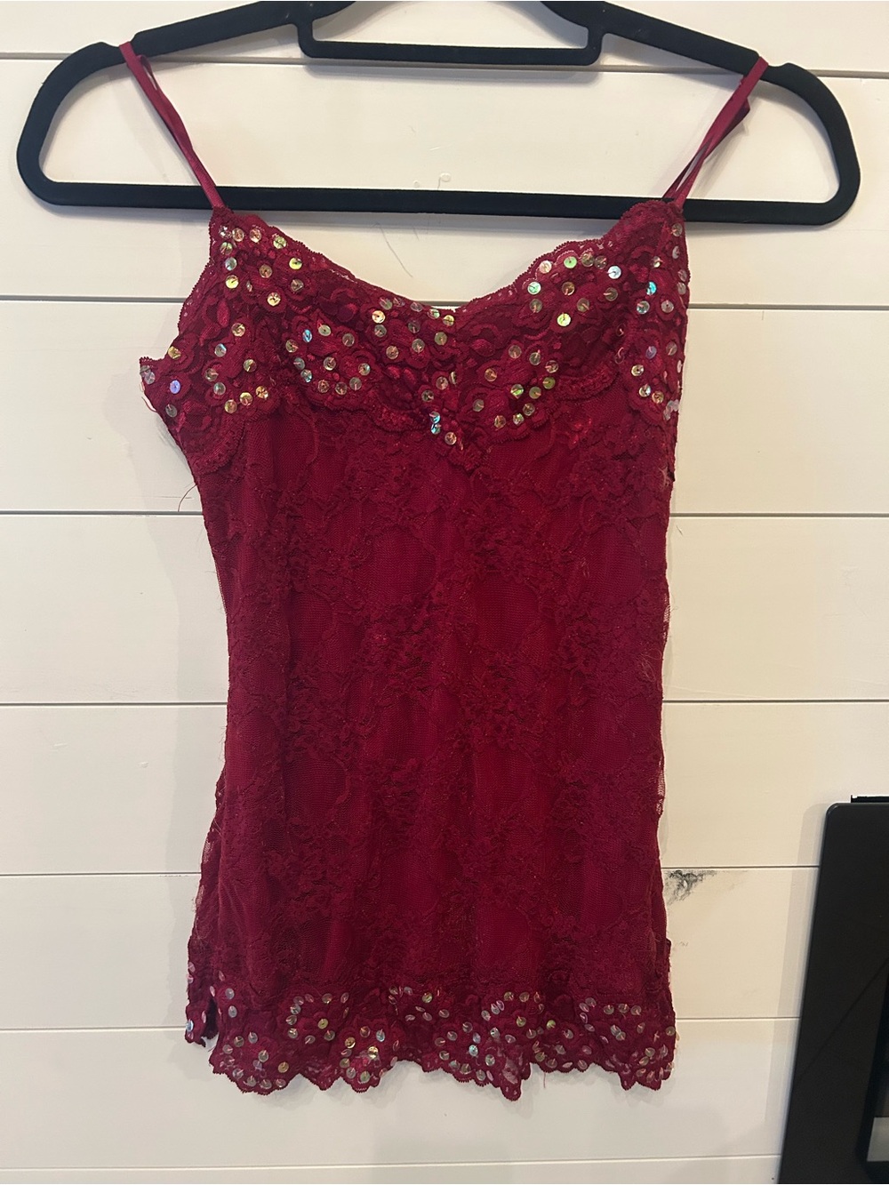 Y2K Red Lace Camisole with Sequin details size small